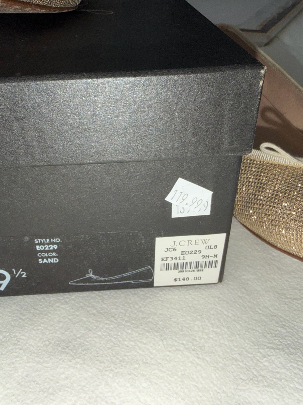 J. Crew Gold Gemma Glitter Ballet Flats with Bow Accent - Picture 3 of 5